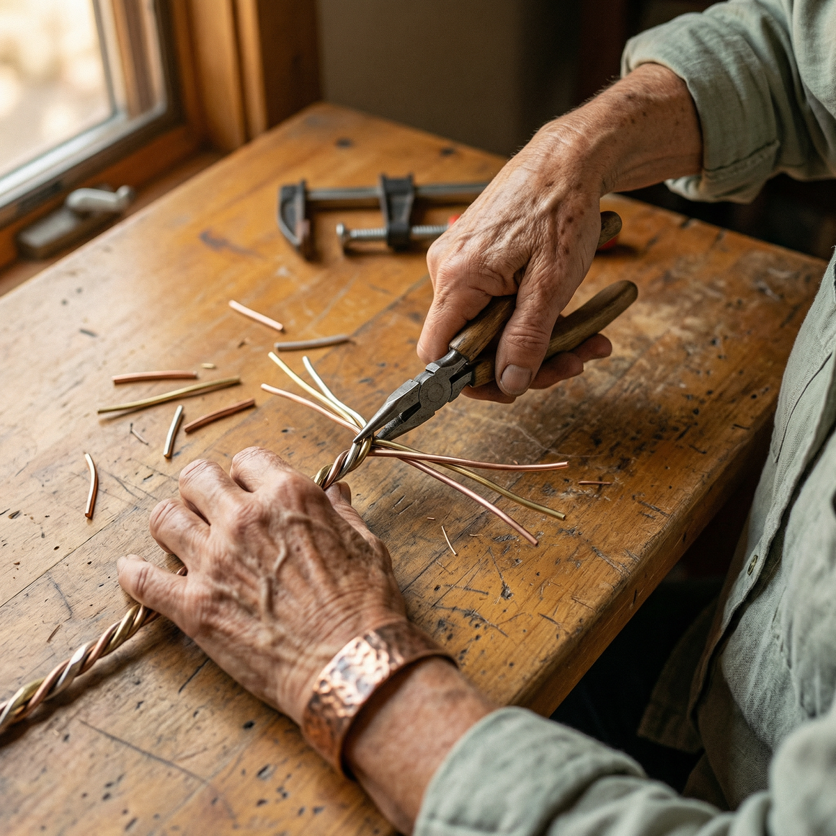Bransoletka miedziana - Krzemień