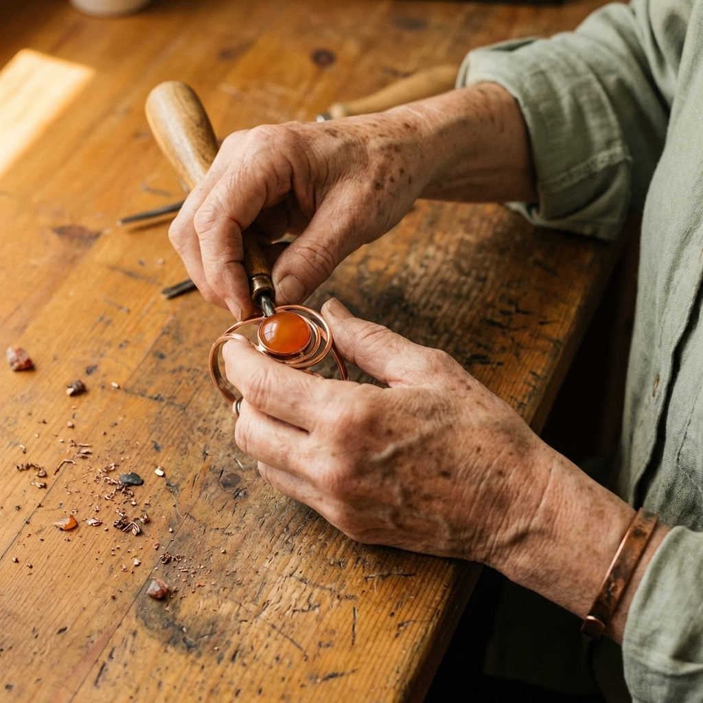 Bransoletka z Miedzi - Pomarańczowa