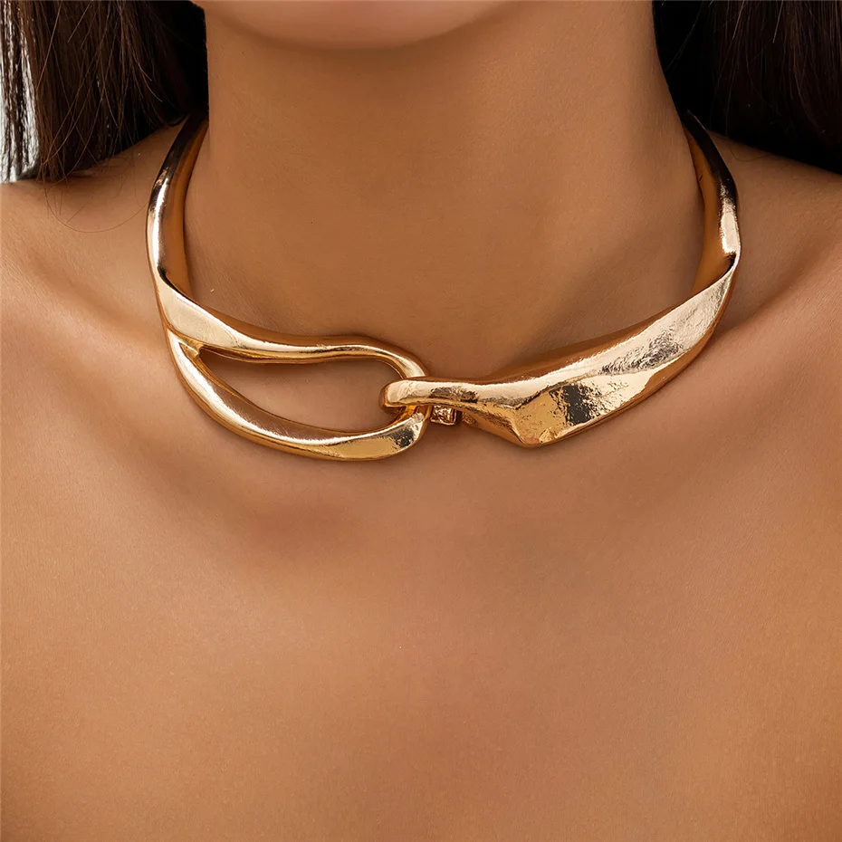 Naszyjnik choker złota teksturowana